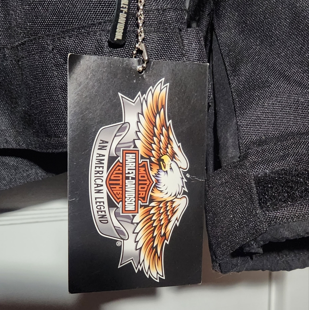 Harley Davidson Mens Medium Black Gray Motorcycle Riding Jacket w/ Pads - Picture 3 of 4
